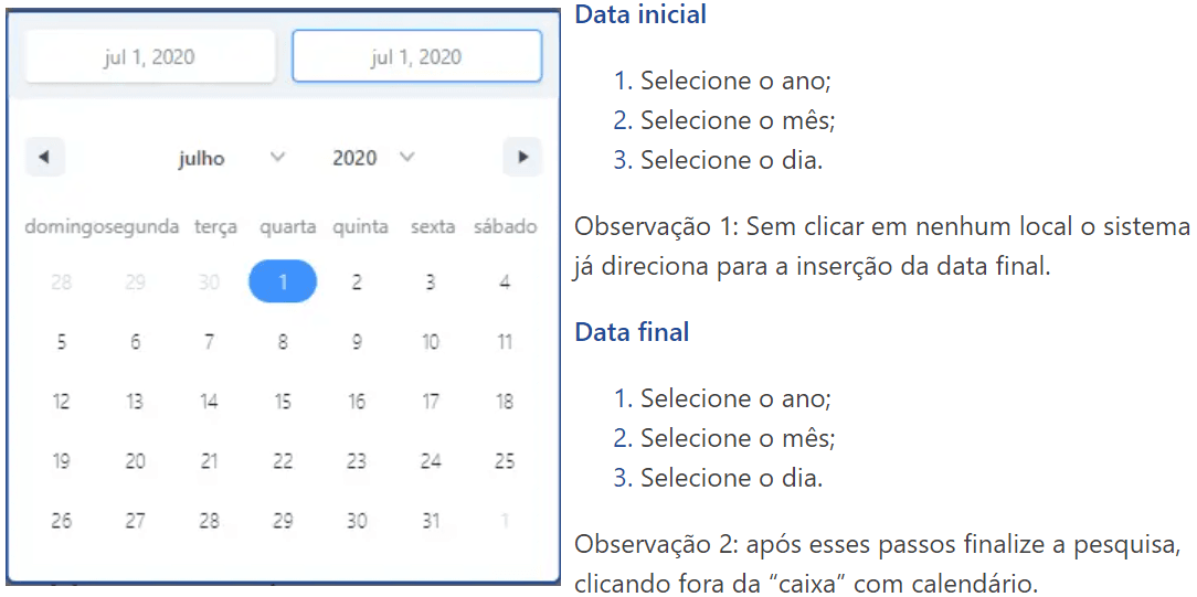 Imagem retratando o dispositivo de escolha de um intervalo de datas.